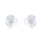 Load image into Gallery viewer, SO SEOUL Claire Triple Flower Petal Mother of Pearl or Abalone Shell Pendant Necklace and Stud Earrings Set with Austrian Crystals