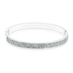 Load image into Gallery viewer, SO SEOUL Chentel Classic Triple Row Insets Austrian Crystal Rhodium/Rose Gold Side Hinged Bangle