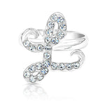 Load image into Gallery viewer, SO SEOUL Your Initial Alphabet Letter White Austrian Crystal Open Adjustable Ring