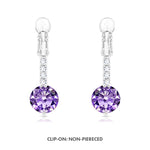 Load image into Gallery viewer, SO SEOUL Lic Crown Solitaire White or Purple Simulated Diamond Cubic Zirconia Hoop or Clip-On Earrings