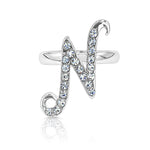 Load image into Gallery viewer, SO SEOUL Your Initial Alphabet Letter White Austrian Crystal Open Adjustable Ring
