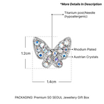 Load image into Gallery viewer, SO SEOUL Caria Flying Butterfly Aurore Boreale Austrian Crystal Pierced Stud Earrings