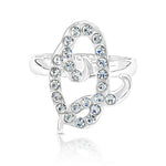 Load image into Gallery viewer, SO SEOUL Your Initial Alphabet Letter White Austrian Crystal Open Adjustable Ring