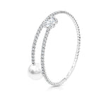 Load image into Gallery viewer, SO SEOUL Everleigh Solitaire White Pearl Diamond Simulant Cubic Zircon Adjustable Open-End Bangle