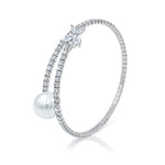 Load image into Gallery viewer, SO SEOUL Everleigh Solitaire White Pearl Diamond Simulant Cubic Zircon Adjustable Open-End Bangle