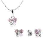 Load image into Gallery viewer, SO SEOUL Petite Caria Butterfly Austrian Crystal Set - Aurore Boreale or Pink Stud Earrings and Pendant Necklace