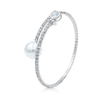 Load image into Gallery viewer, SO SEOUL Everleigh Solitaire White Pearl Diamond Simulant Cubic Zircon Adjustable Open-End Bangle