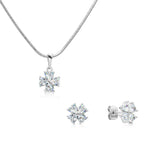 Load image into Gallery viewer, SO SEOUL 'Alette' Signature Dual-Toned Cubic Zirconia Jewelry Set with Snowflake Pendant Necklace and Clover Stud Earrings