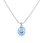 Load image into Gallery viewer, SO SEOUL Carina Cushion Square Moonlight or Light Sapphire Shimmer Austrian Crystals Pendant Chain Necklace