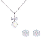 Load image into Gallery viewer, SO SEOUL Sequoia Aurore Boreale or Vitrail Light Swarovski® Crystal Pendant Necklace and Stud Earrings Set