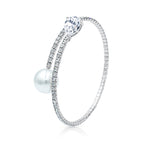 Load image into Gallery viewer, SO SEOUL Everleigh Solitaire White Pearl Diamond Simulant Cubic Zircon Adjustable Open-End Bangle