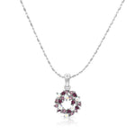 Load image into Gallery viewer, SO SEOUL Aqua Blue or Glimmering Purple Wreath Austrian Crystal Stud Earrings and Pendant Necklace Set