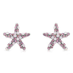 Load image into Gallery viewer, SO SEOUL Starfish-Inspired Aurore Boreale and Pink Austrian Crystal Stud Earrings and Pendant Necklace Set