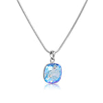 Load image into Gallery viewer, SO SEOUL Carina Cushion Square Moonlight or Light Sapphire Shimmer Austrian Crystals Pendant Chain Necklace