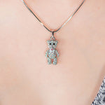Load image into Gallery viewer, SO SEOUL Pretty Little Teddy Bear 3D Movable Aurore Boreale Crystal Pendant Necklace-Gift for Girls
