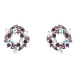 Load image into Gallery viewer, SO SEOUL Aqua Blue or Glimmering Purple Wreath Austrian Crystal Stud Earrings and Pendant Necklace Set