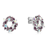 Load image into Gallery viewer, SO SEOUL Aqua Blue or Glimmering Purple Wreath Austrian Crystal Stud Earrings and Pendant Necklace Set
