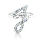 Load image into Gallery viewer, SO SEOUL Your Initial Alphabet Letter White Austrian Crystal Open Adjustable Ring