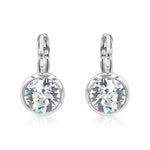 Load image into Gallery viewer, SO SEOUL Bella Classic Lever-Back Earrings with Round Swarovski® Crystal in White or Light Sapphire Shimmer