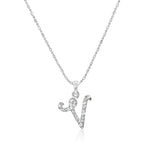 Load image into Gallery viewer, SO SEOUL Personalized Initial Alphabet Letter White Austrian Crystal Pendant Chain Necklace