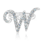 Load image into Gallery viewer, SO SEOUL Your Initial Alphabet Letter White Austrian Crystal Open Adjustable Ring