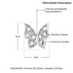 Load image into Gallery viewer, SO SEOUL Caria 3D Butterfly Aurore Boreale Austrian Crystal Pendant Necklace and Stud Earrings Jewelry Set