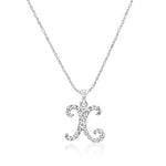 Load image into Gallery viewer, SO SEOUL Personalized Initial Alphabet Letter White Austrian Crystal Pendant Chain Necklace