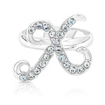 Load image into Gallery viewer, SO SEOUL Your Initial Alphabet Letter White Austrian Crystal Open Adjustable Ring