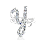 Load image into Gallery viewer, SO SEOUL Your Initial Alphabet Letter White Austrian Crystal Open Adjustable Ring