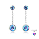 Load image into Gallery viewer, SO SEOUL Bella Light Sapphire or Light Siam Shimmer Swarovski® Crystal and Silver Chain Dangle Earrings