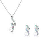 Load image into Gallery viewer, SO SEOUL Glimmering Iridescent Swirl Pearl and Aurora Boreale Austrian Crystal Jewelry Gift Set with Pendant Chain Necklace and Stud Earrings