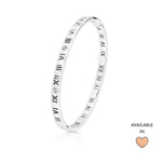 Load image into Gallery viewer, SO SEOUL Roman Numeral Encrusted Diamond Simulant Cubic Zirconia Silver/Rose Gold Side Hinged Bangle