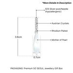 Load image into Gallery viewer, SO SEOUL Claire Elegance Mother of Pearl Long Teardrop Pendant Necklace and Stud Earrings Set