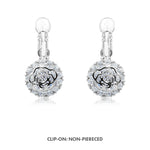 Load image into Gallery viewer, SO SEOUL Camellia-Inspired Rose, White or Ruby-Red Floral Diamond Simulant Zirconia Hoop or Clip-On Earrings