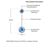 Load image into Gallery viewer, SO SEOUL Bella Light Sapphire or Light Siam Shimmer Swarovski® Crystal and Silver Chain Dangle Earrings