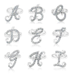 Load image into Gallery viewer, SO SEOUL Your Initial Alphabet Letter White Austrian Crystal Open Adjustable Ring