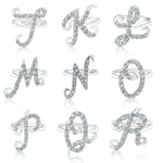 Load image into Gallery viewer, SO SEOUL Your Initial Alphabet Letter White Austrian Crystal Open Adjustable Ring