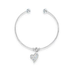 Load image into Gallery viewer, SO SEOUL Krissy Swarovski® Aurora Borealis Crystal Charm Cuff Bangle - Adjustable with Cube, Sphere, and Heart Dangles