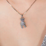 Load image into Gallery viewer, SO SEOUL Pretty Little Teddy Bear 3D Movable Aurore Boreale Crystal Pendant Necklace-Gift for Girls
