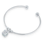 Load image into Gallery viewer, SO SEOUL Krissy Swarovski® Aurora Borealis Crystal Charm Cuff Bangle - Adjustable with Cube, Sphere, and Heart Dangles