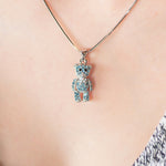 Load image into Gallery viewer, SO SEOUL Pretty Little Teddy Bear 3D Movable Aurore Boreale Crystal Pendant Necklace-Gift for Girls