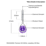 Load image into Gallery viewer, SO SEOUL Lic Crown Teardrop Amethyst-Colored Solitaire Cubic Zirconia Hoop Earrings and Pendant Necklace Set