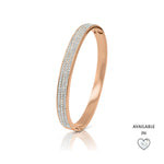 Load image into Gallery viewer, SO SEOUL Chentel Classic Triple Row Insets Austrian Crystal Rhodium/Rose Gold Side Hinged Bangle
