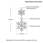 Load image into Gallery viewer, SO SEOUL Let it Snowflake Xmas Aurore Boreale Austrian Crystal Dangle Christmas Stud Earrings