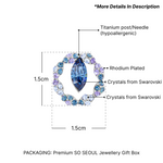 Load image into Gallery viewer, SO SEOUL Montana Blue &amp; Lavender Swarovski® Crystal Halo Stud Earrings