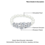 Load image into Gallery viewer, SO SEOUL Lustrous Glamour Multi Oval Cut Diamond Simulant Cubic Zirconia with Pearl Elastic Bracelet