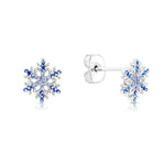 Load image into Gallery viewer, SO SEOUL &quot;Let it Snow&quot; Snowflake Aurore Boreale or Blue Crystal Stud Earrings and Pendant Necklace Jewelry Gift Set
