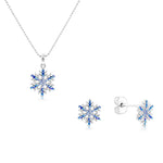 Load image into Gallery viewer, SO SEOUL &quot;Let it Snow&quot; Snowflake Aurore Boreale or Blue Crystal Stud Earrings and Pendant Necklace Jewelry Gift Set
