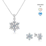 Load image into Gallery viewer, SO SEOUL &quot;Let it Snow&quot; Snowflake Aurore Boreale or Blue Crystal Stud Earrings and Pendant Necklace Jewelry Gift Set
