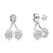 SO SEOUL Pearl Accented Ribbon Bow Dangle Stud Earrings with Silver Post Jackets